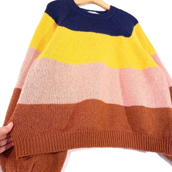 ELOQUII Slouchy Balloon Sleeve Multi Stripe Sweater Vintage Retro Plus 18 20 - Picture 6 of 10